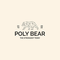 Polygonal geometric bear logo vintage retro template vector illustration