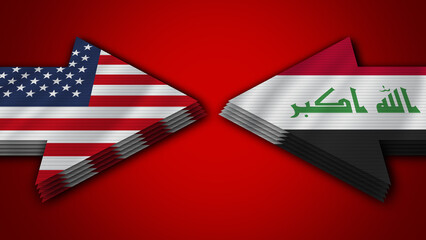 Fototapeta premium Iraq vs United States of America Arrow Flags – 3D Illustration