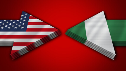 Nigeria vs United States of America Arrow Flags – 3D Illustration