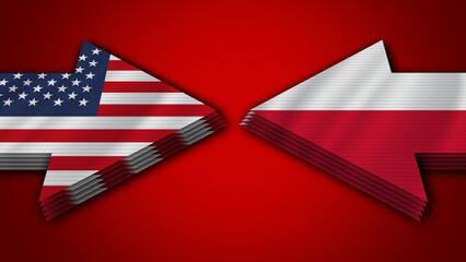 Poland vs United States of America Arrow Flags – 3D Illustration