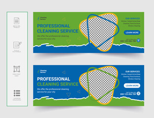 Set of  Cleaning service timeline cover template and Facebook Cover, Electronic Media Vector Illustration