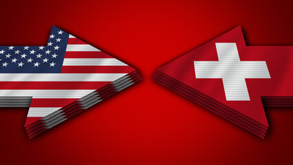 Switzerland vs United States of America Arrow Flags – 3D Illustration