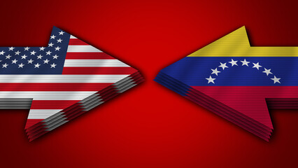 Venezuela vs United States of America Arrow Flags – 3D Illustration
