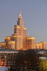 Winter evening in the city of Moscow