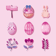 icons easter day with eggs