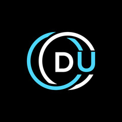 DU logo monogram isolated on circle element design template, DU letter logo design on black background. DU creative initials letter logo concept. DU letter  design.