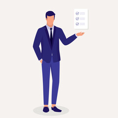 Young Businessman Showing A Checklist.