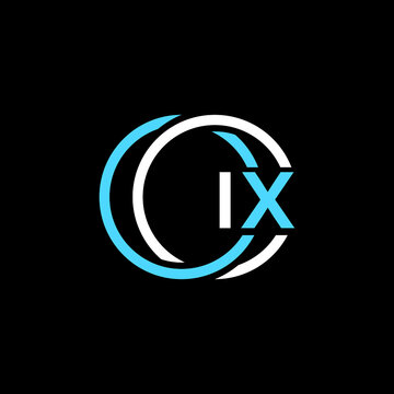 IX logo monogram isolated on circle element design template, IX letter logo design on black background. IX creative initials letter logo concept. IX letter design. 