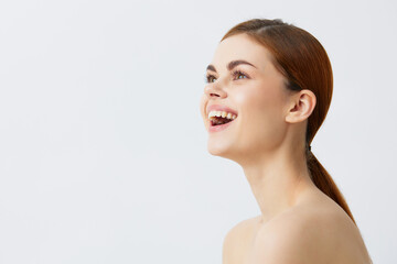 woman red hair bare shoulders cosmetics skincare close-up Lifestyle