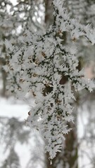 Frosted thuja branches