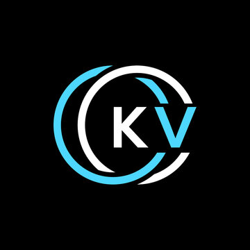 KV logo monogram isolated on circle element design template, KV letter logo design on black background. KV creative initials letter logo concept. KV letter  design.