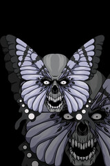 Butterfly eye skull vector illustration