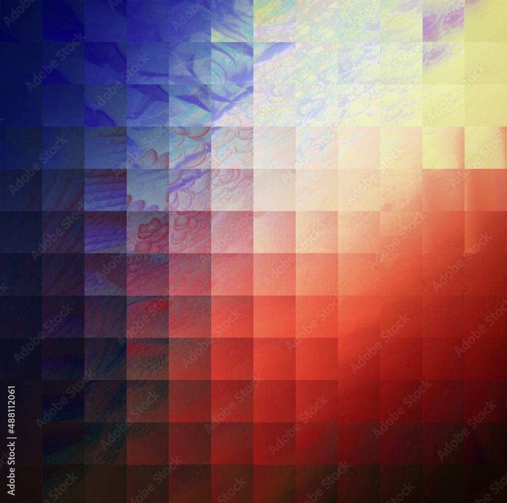 Poster digital abstract graphic artwork. vibrant glitch texture. artwork with deconstructed shapes and grap