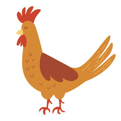 Rooster. Cock. Farm Pet. Vector cartoon illustration, isolated element.