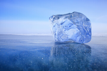 piece of ice baikal on ice, nature winter season crystal water transparent outdoor