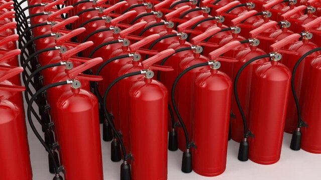 Group of fire extinguishers HD footage