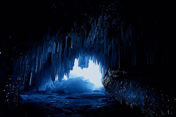 ice cave winter frozen nature background landscape