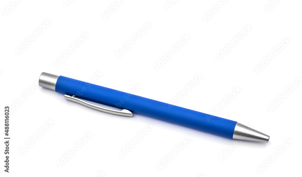 Poster blue pen isolated on white background