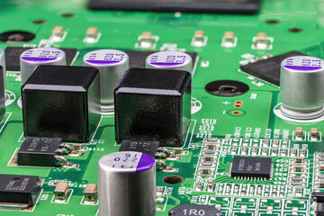 Details of electronic board. Close-up of electronic circuit board with SMD components,...