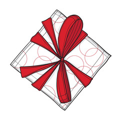 Hand-drawn coloured vector illustration of gift.