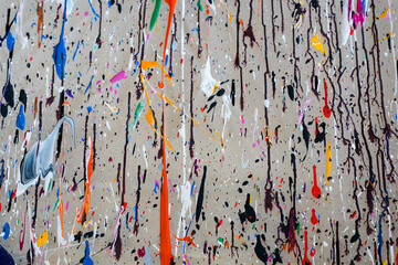 Colorful paint dripping in art painting wallpaper concept background