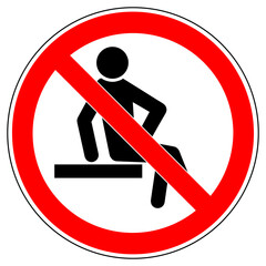 vsrr567 VectorSignRoundRed vsrr - german: Sitzen verboten . english: prohibition sign . no sitting . do not sit on surface . vector graphic sign . transparent . AI 10 / EPS 10 . g11212