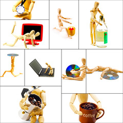 wood mannequin collage