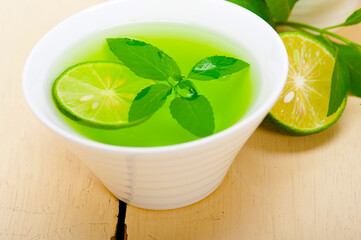 mint infusion tea tisane with lime