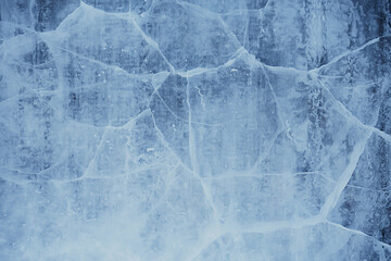 ice texture cracks baikal, abstract background winter ice transparent blue