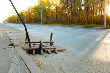 garbage pit damage on the road