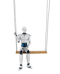 ai robot on swing isolated