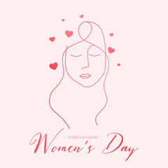 happy womens day line style card design