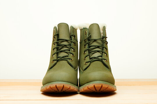 white fur hiking boots