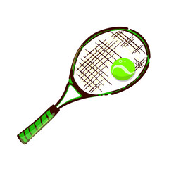 Tennis racket with a ball. Vector illustration