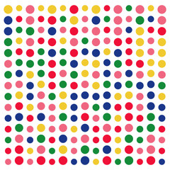 Fototapeta na wymiar Pattern in multi-colored polka dots. Retro inspired youthful polka dot pattern in candy colors
