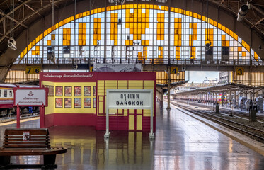 Landmark Hua Lamphong rail station in downtown Bangkok