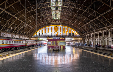 Landmark Hua Lamphong rail station in downtown Bangkok