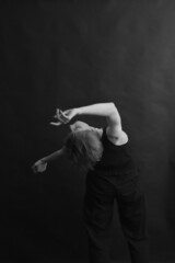 The dancer girl dances and expresses herself through the body