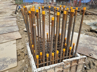 construction industry foundation drilling of concrete piles with reinforcement