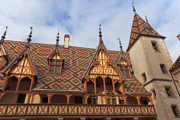 Fototapeta na wymiar Hospices de Beaune - landmark and museum in Beaune, Burgundy, France