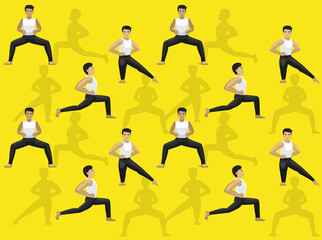 Kung Fu Moves Mabu Horse Gong Bu Empty Stance Seamless Wallpaper Background