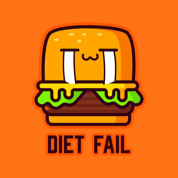 Burger Character Crying And The Word Diet Fail