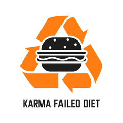 the burger symbol and the word karma failed diet