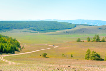 Fototapeta premium Beautiful landscapes of Olkhon Island on Lake Baikal. Beauty of nature concept. Soft focus