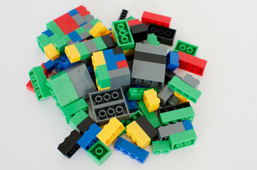 Obraz premium Building Blocks on a White Background 