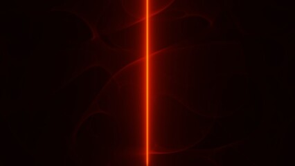 Red glowing Laser beam passing through plasma, gas , smoke background. Beam of light . 3d render illustration.