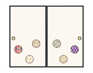 日本的な和柄を使用した襖(ふすま)のベクターイラスト。雪輪、和柄パターン。