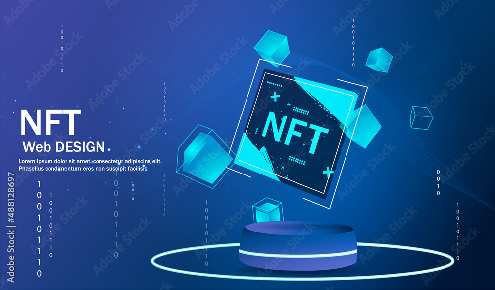 Aufkleber concept of nft ,non-fungible token with network vector on dark background. vector illustration conce