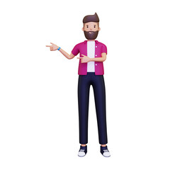 Man pointing at something. isolated on a white background. 3d illustration