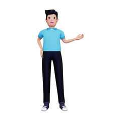 Employee presenting something. isolated on a white background. 3d illustration